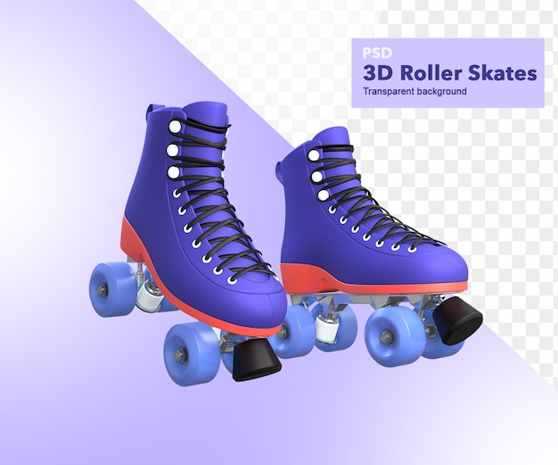 3D Illustration Purple Roller Skate