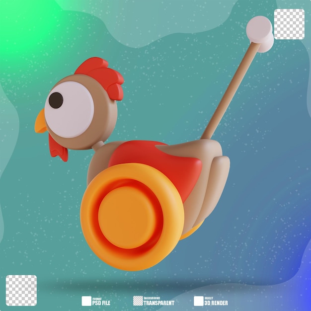 PSD 3d illustration push chicken toy 2