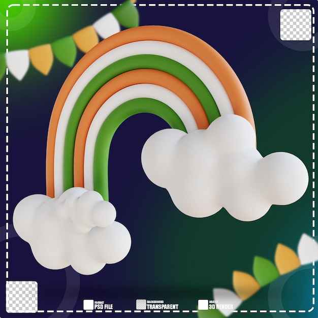 PSD illustrazione 3d nuvola arcobaleno 3