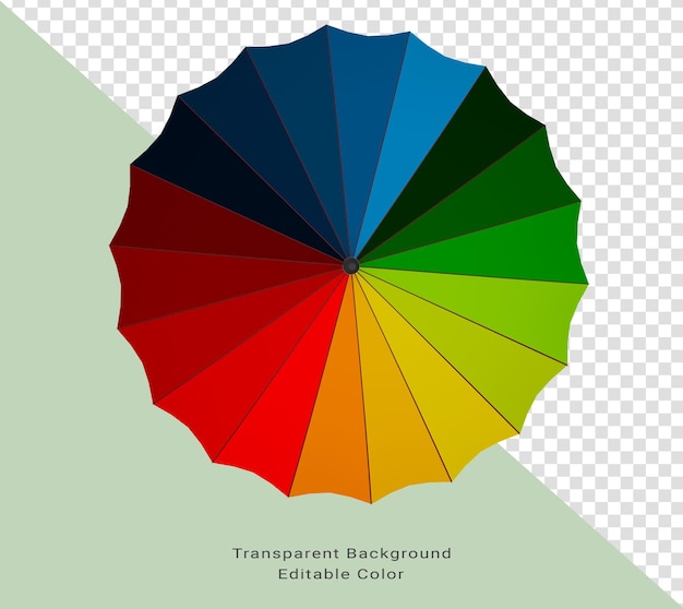 Illustrazione 3d vista dall'alto dell'ombrello arcobaleno