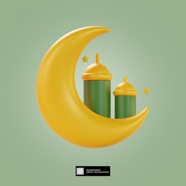 PSD illustrazione 3d dell'icona della moschea islamica del ramadan isolata