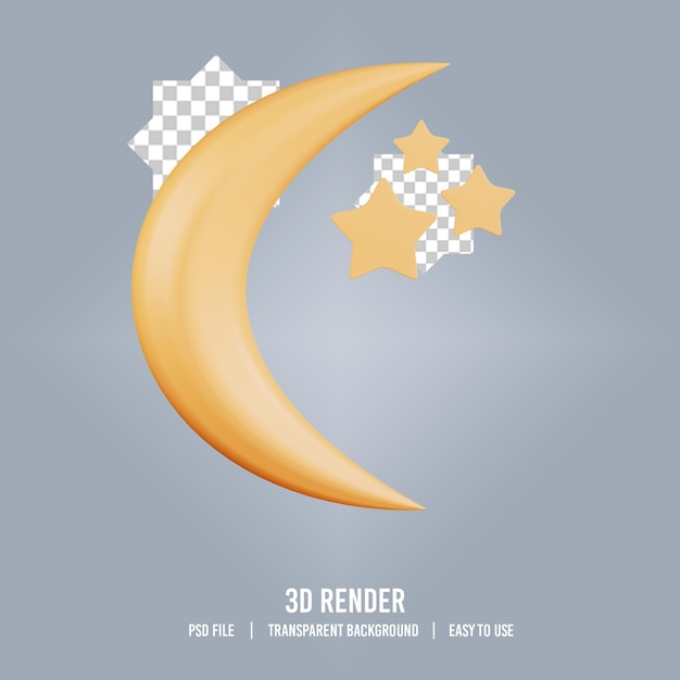 3d illustration ramadan moon star icon