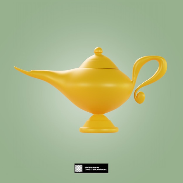 PSD 3d illustration of ramadan oil lamp icon isolated