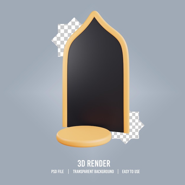 3d illustration ramadan podium gate object