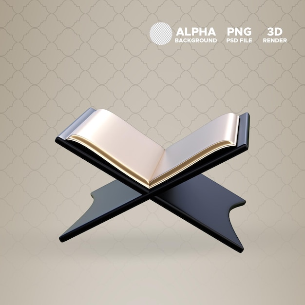 PSD illustrazione 3d icona del corano ramadan per oggetti isolati di design