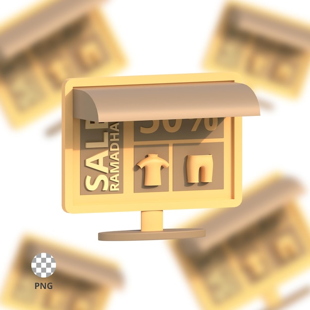 PSD 3d illustration of ramadan sale shopping in marketplace