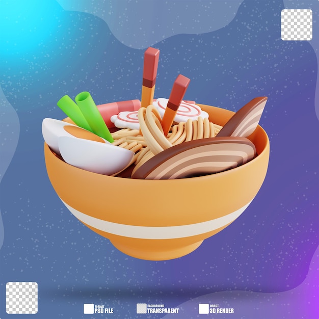 PSD illustrazione 3d zuppa di ramen