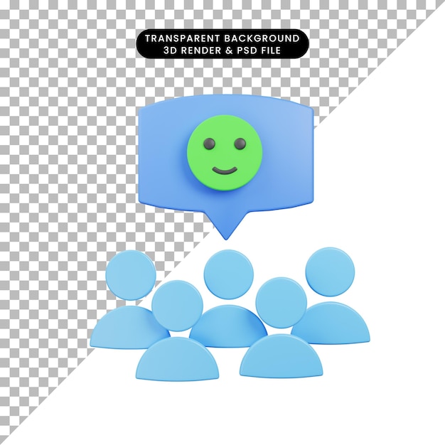 PSD 3d illustration of rating feedback happy face icon 3d render