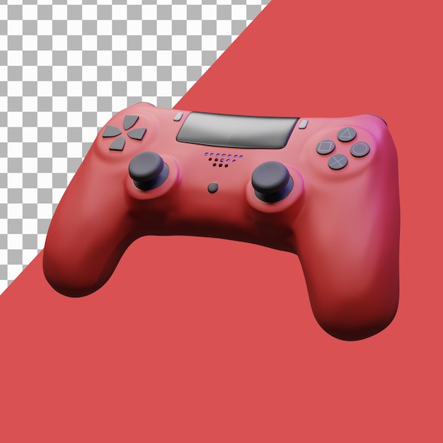 Illustrazione 3d controller realistico, gamepad 3d, illustrazione controller rosso