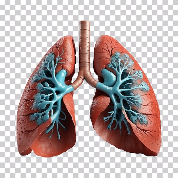 PSD 3d illustration of a realistic human lung isolated on transparent background