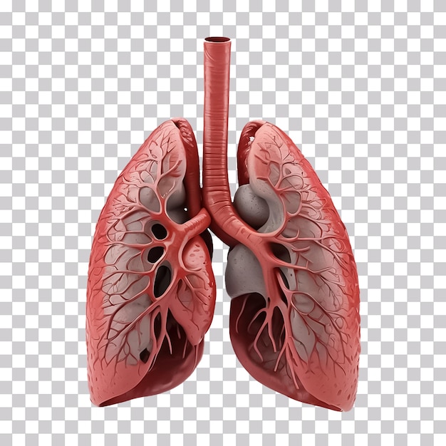 PSD 3d illustration of a realistic human lung isolated on transparent background