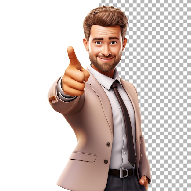 PSD 3d illustration realistic a man with hand pointing gesture