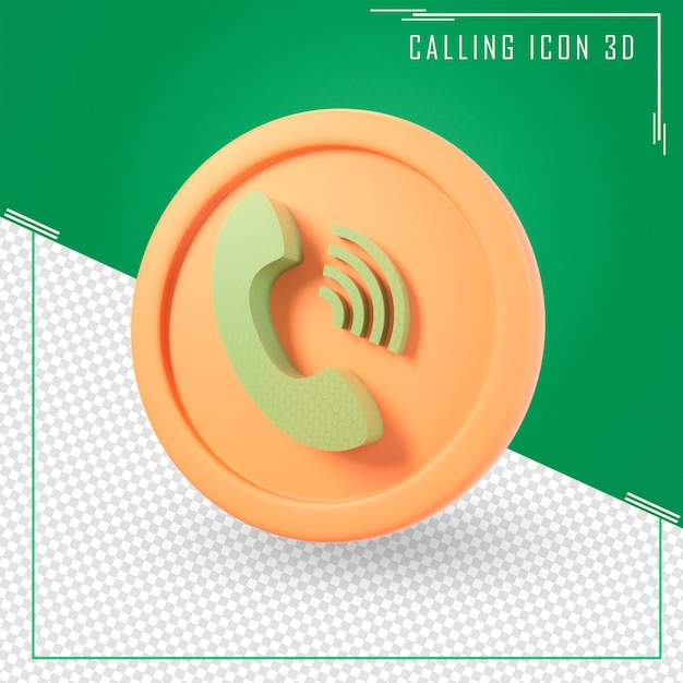 PSD 3d illustration realistic phone call button icon