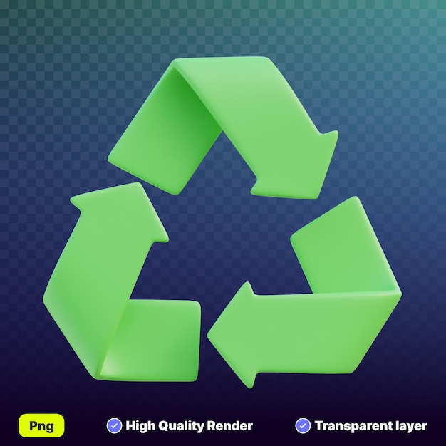 3D illustration of recycle bin dustbin sign in transparent background
