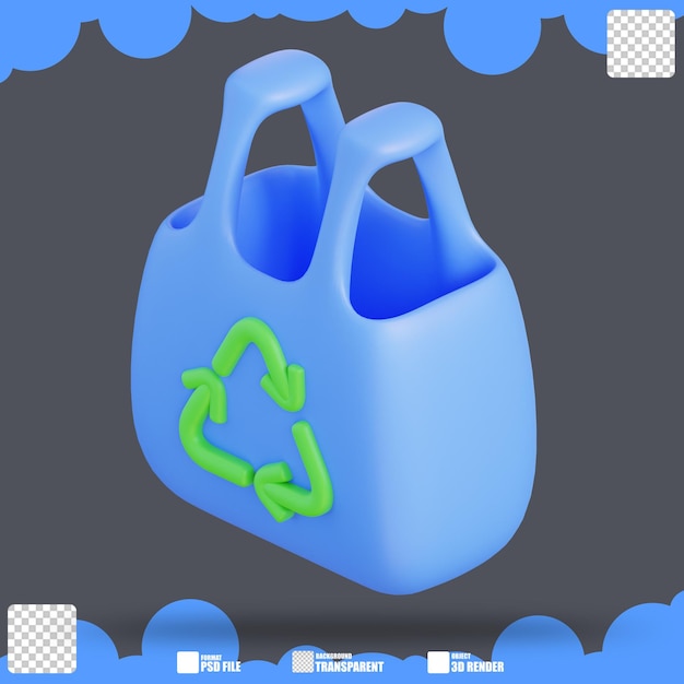 PSD 3d illustration of recycling bag 2