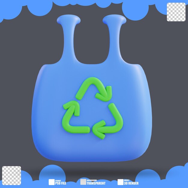 PSD 3d illustration of recycling bag 4