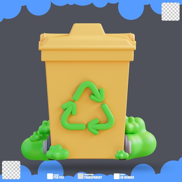 PSD 3d illustration of a recycling bin 4