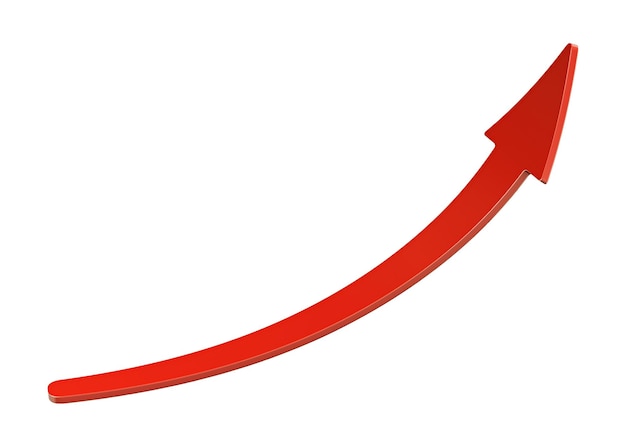 PSD illustrazione 3d della freccia rossa isolata su sfondo trasparente