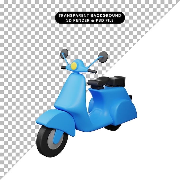 Illustrazione 3d icona di rendering veicolo vespa trasporto 3d render stlye