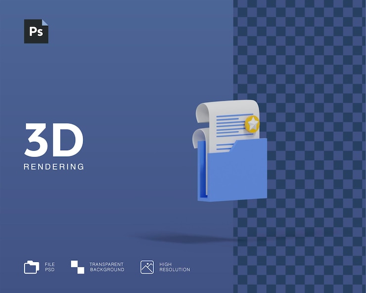 PSD 3d illustration report folder