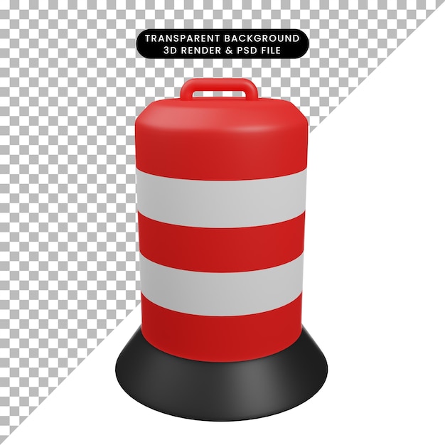 PSD 3d illustration of road block 3d render icon barrier