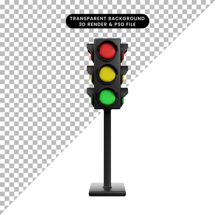 PSD 3d illustration of road block 3d render icon traffic light