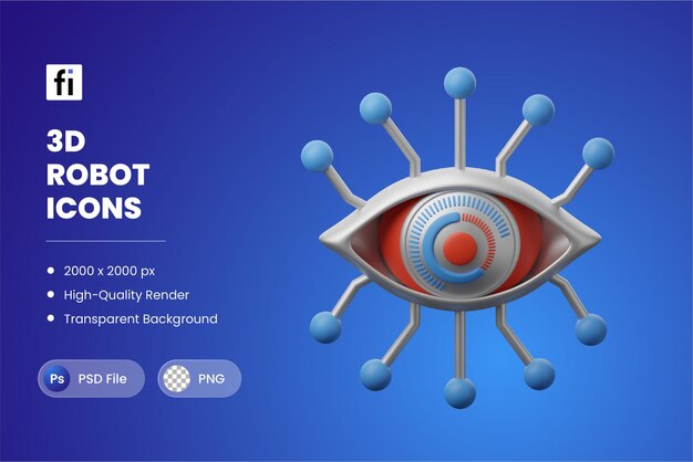 PSD 3d illustration robot cyber eye