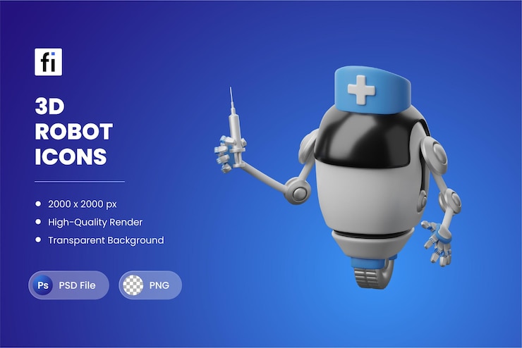 PSD 3d illustration robot medical robot