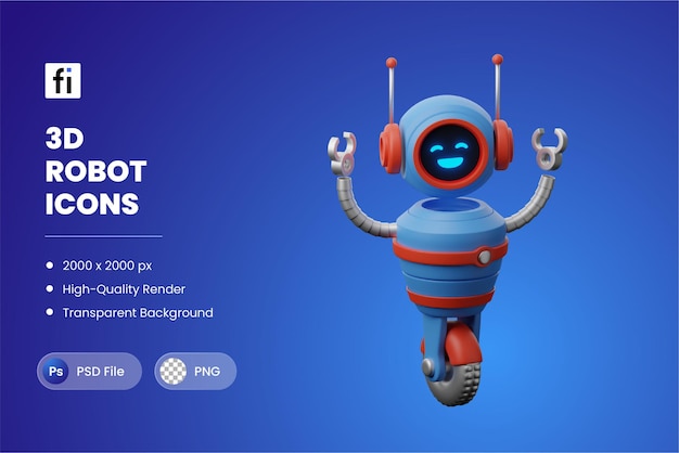 3d illustration robot wheel