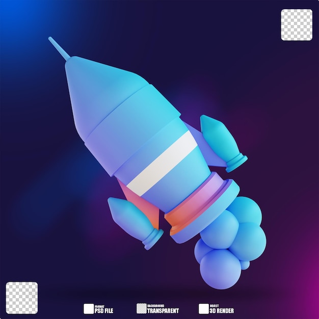 PSD 3d illustration rocket 2