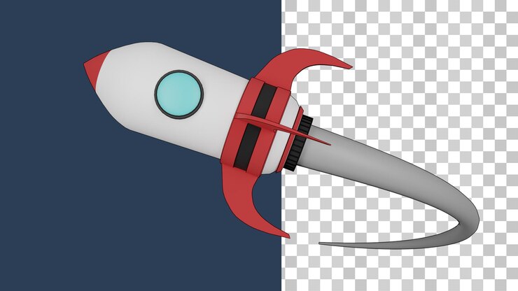 PSD 3d illustration of rocket spin