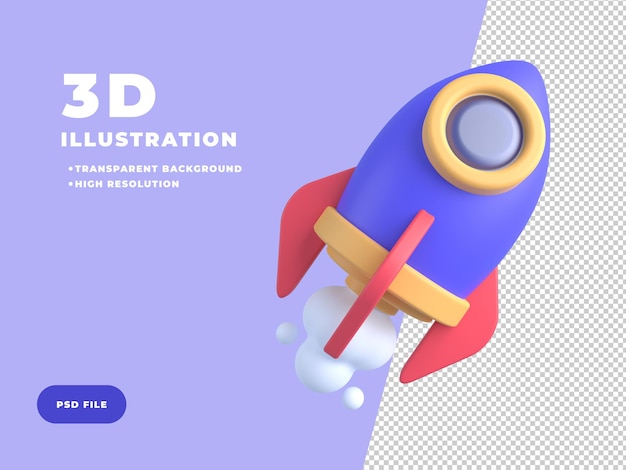 3d illustration of a rocket