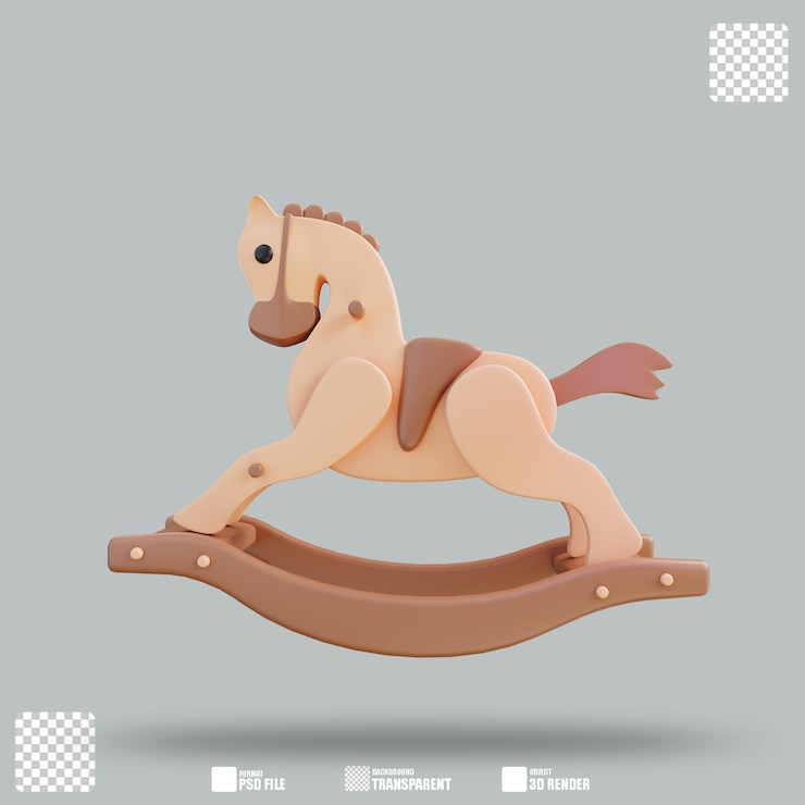 PSD 3d-иллюстрация лошадка-качалка 2