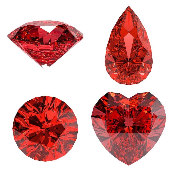PSD 3d illustration of rubies isolated on transparent background