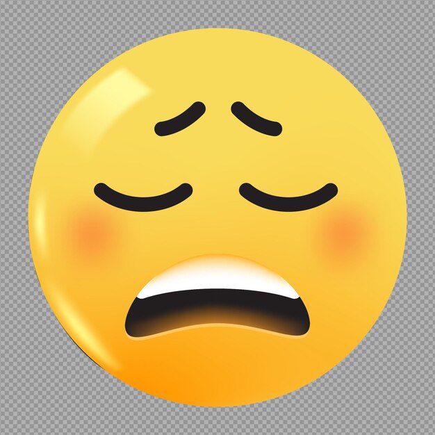 PSD 3d illustration of sad face emoji in transparent background