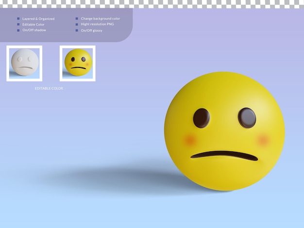 3d illustration sad face emoji