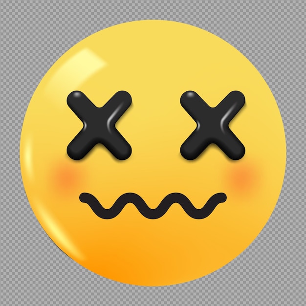 PSD 3d illustration of sad face emojiin transparent background