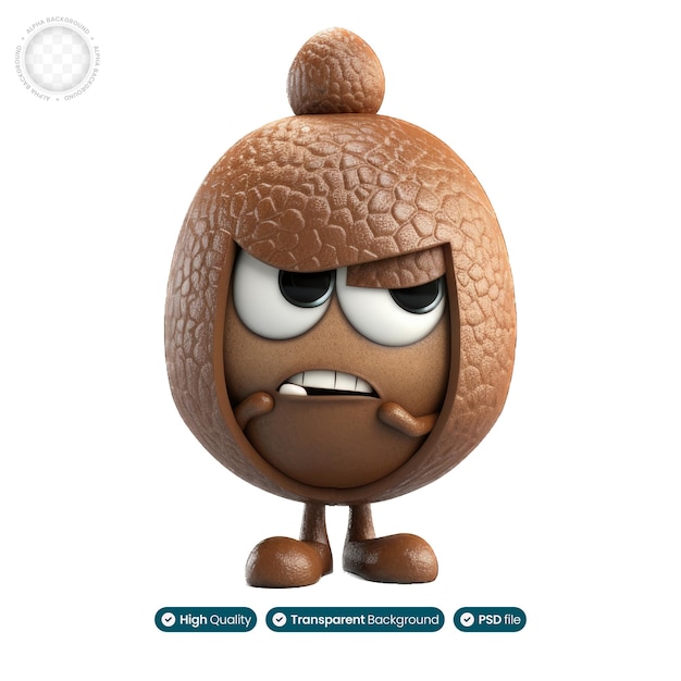 3d illustration of a sad hazelnut capturing the complex emotions in the