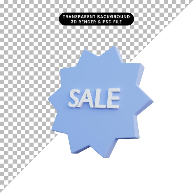 PSD 3d illustration sale icon with badge