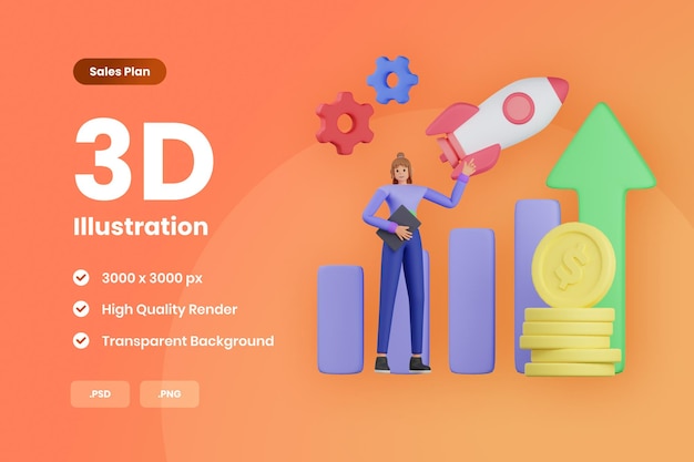 PSD 3d illustration sales boost