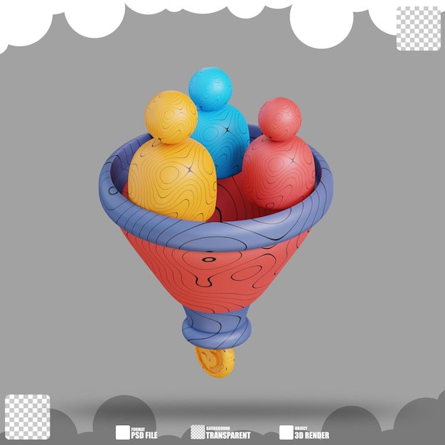 3d illustration sales funnel 2