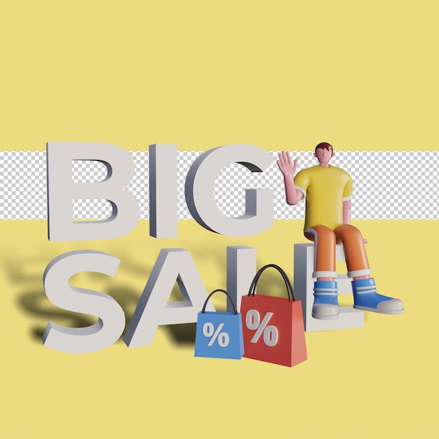 PSD 3d illustration of sales promotion discount