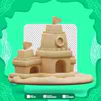 PSD 3d illustration of sand castle 2