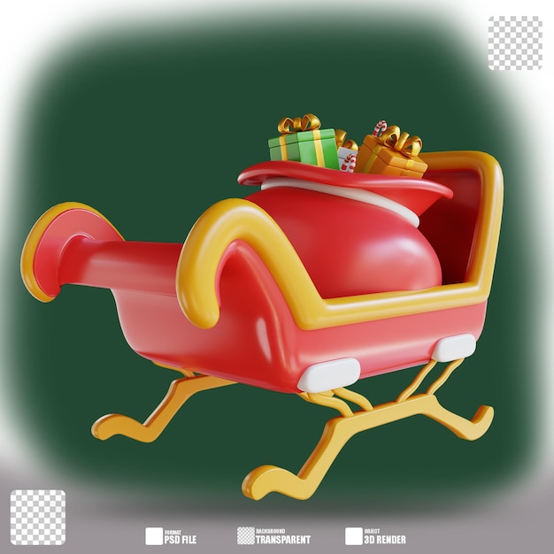 PSD 3d illustration santa claus gift car