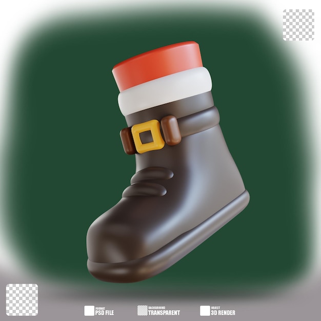 3d illustration of santa claus shoes 3