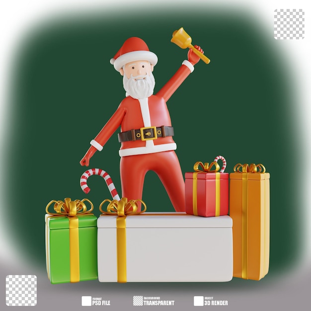 Illustrazione 3d babbo natale prende e borsa regalo 2