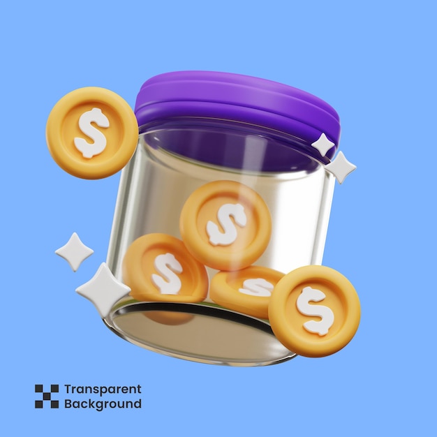 3d illustration of saving money icon