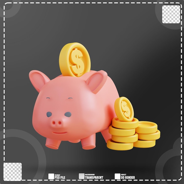 3d Illustration of saving money in a piggy bank 2