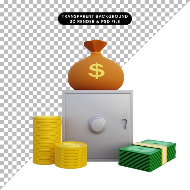 PSD illustrazione 3d risparmio di denaro