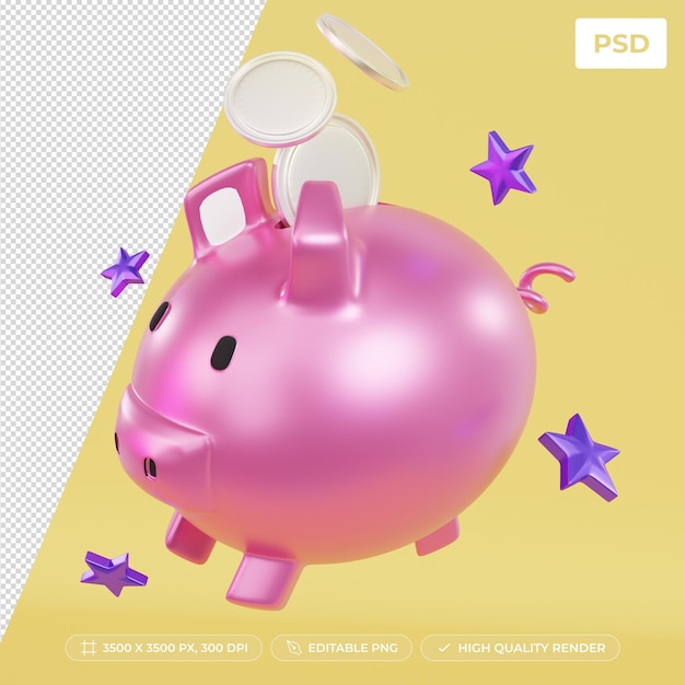 PSD 3d illustration of savings financial freedom